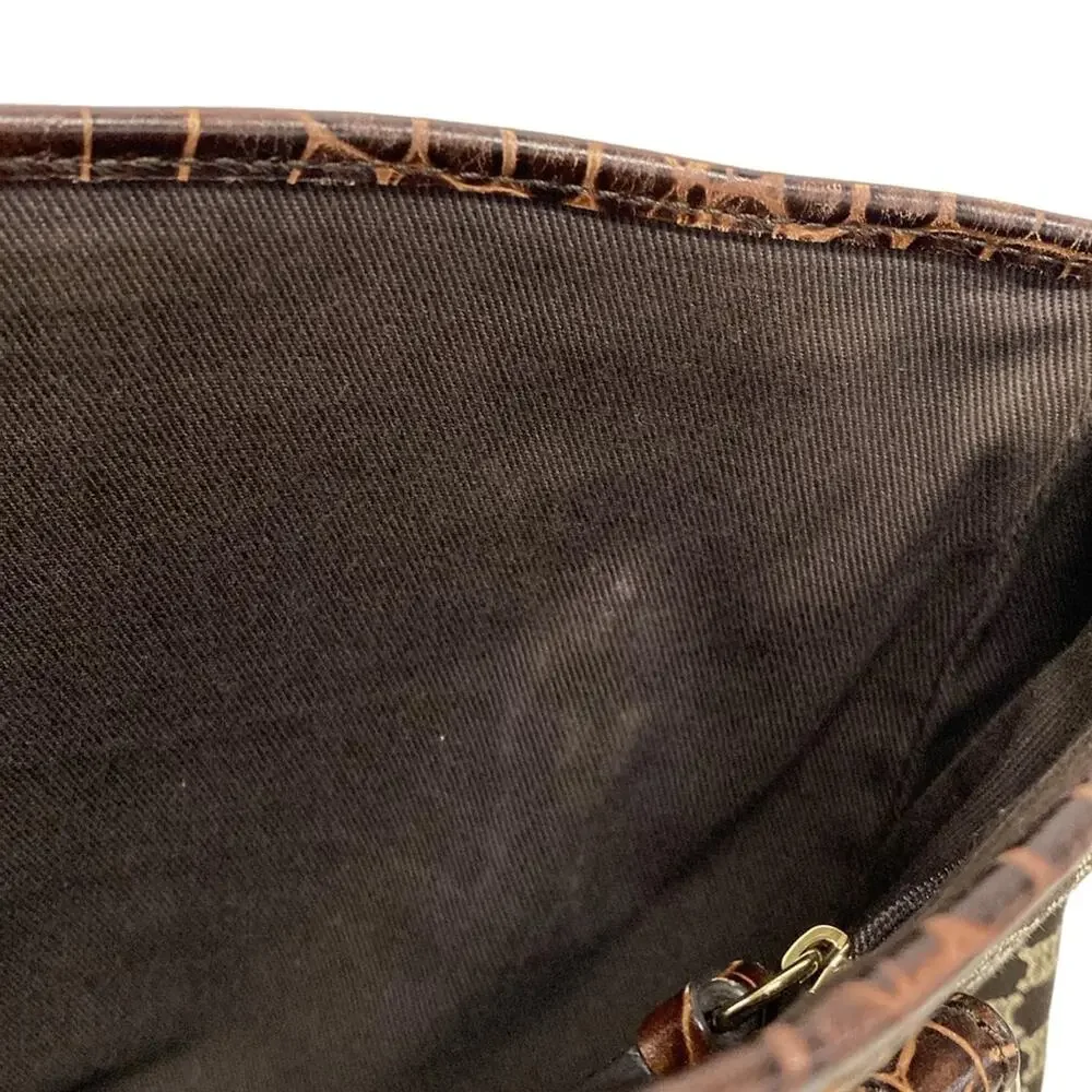 Celine Macadam Tote Bag Dark Brown Beige Jacquard Leather